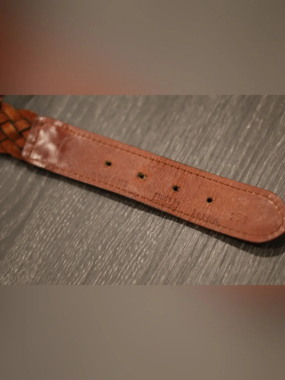 Brown Braided Genuine Leather Belt Brass Buckle Size S